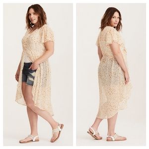 Torrid Floral Print Chiffon Split Maxi Top Boho 0X